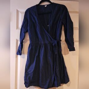 Old Navy dark blue 3/4 sleeve wrap dress M